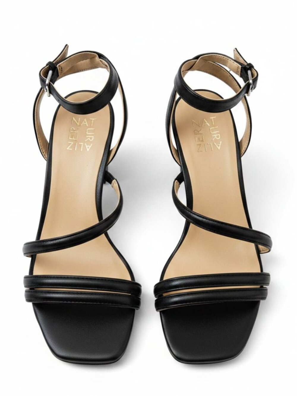 Naturalizer J. Renee Rizzo Padded Insole Square Toe Strappy Sandals Black 7M